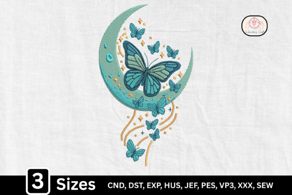 Celestial Crescent Moon Flora Butterfly