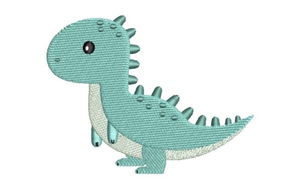 Cute Green Dinosaur Embroidery Design