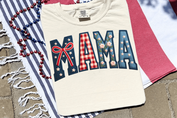 Mama Varsity 4th of July Embroidery Design