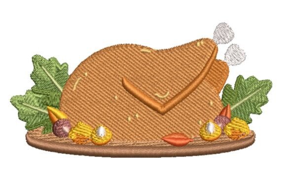 Roasted Thanksgiving Turkey Embroidery Design