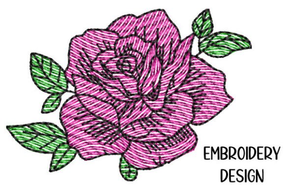 Rose Embroidery Design in 3 Sizes