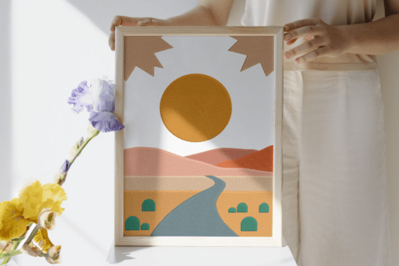 Sunset Desert Path Embroidery Design